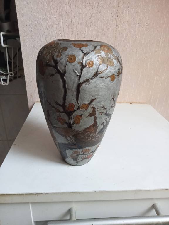 Vase ancien laiton cloisonné hauteur 19 cm diamètre 12 cm | Puces Privées