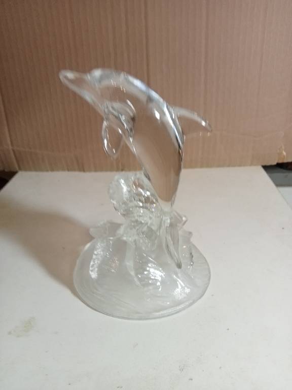 dauphin en cristal hauteur 16,5 cm | Puces Privées