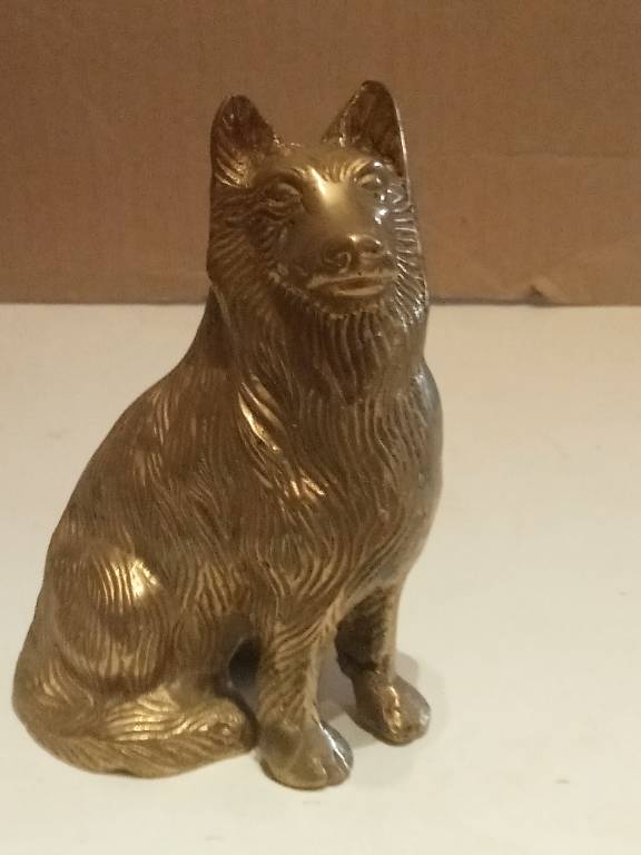 statuette de chien ancienne en bronze doré hauteur 11 cm | Puces Privées