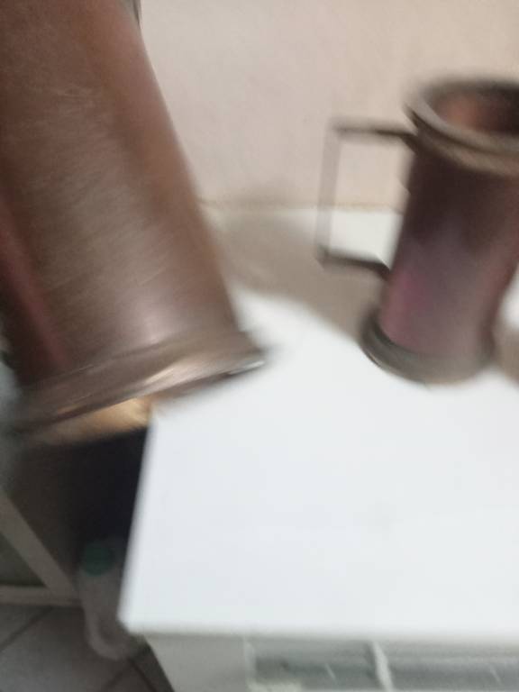 Mesure en cuivre ancien bord en laiton hauteur 18, 15, 12, 9,5 cm | Puces Privées