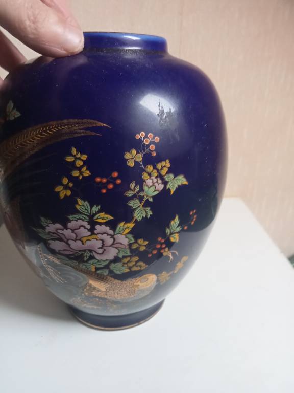 vase ancien hauteur 22 cm diamètre 17cm décor asiatique | Puces Privées