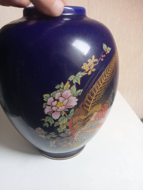 vase ancien hauteur 22 cm diamètre 17cm décor asiatique | Puces Privées