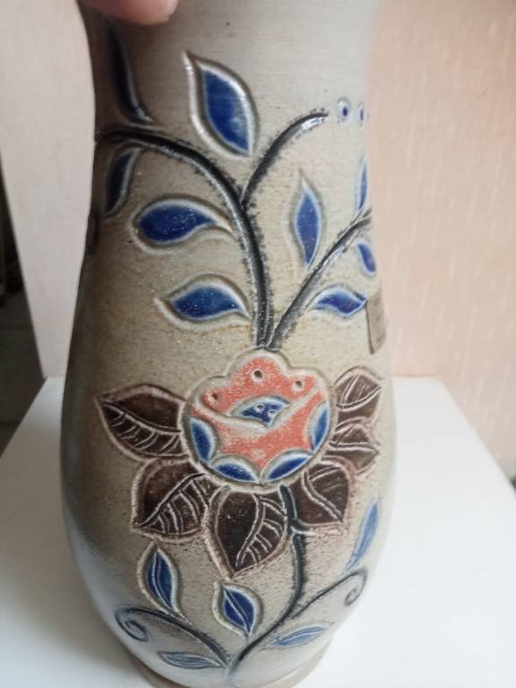 vase ancien hauteur 28 cm diamètre 14 cm en gres artisanal | Puces Privées