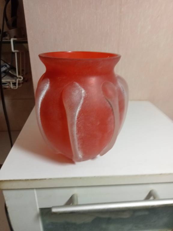 vase boule orange ancien diamètre 14 cm hauteur 16 cm | Puces Privées