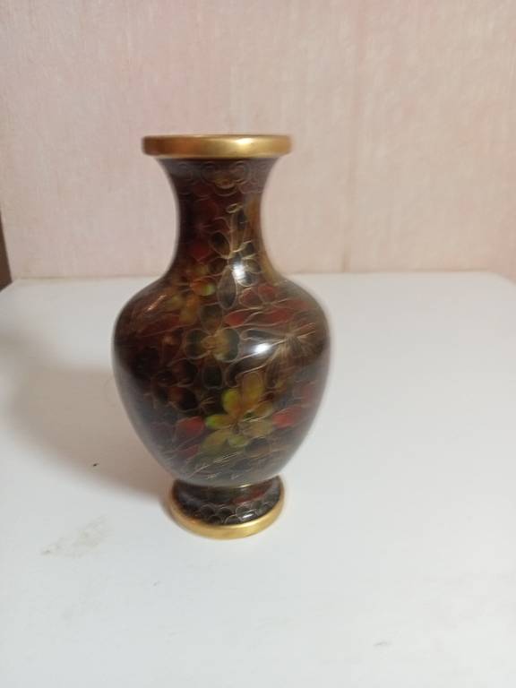 petit vase ancien cloisonné hauteur 10,5 cm diamètre 5 cm | Puces Privées
