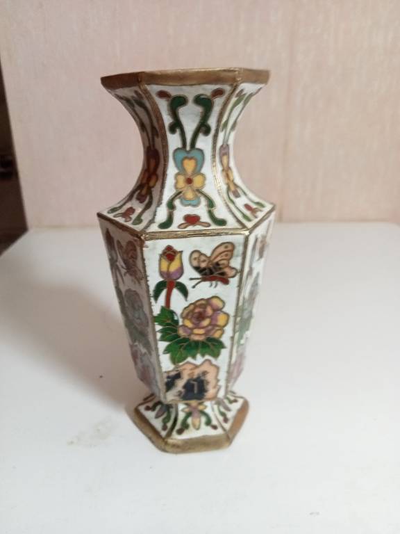 petit vase ancien cloisonné hauteur 12,5 cm diamètre 5 cm | Puces Privées