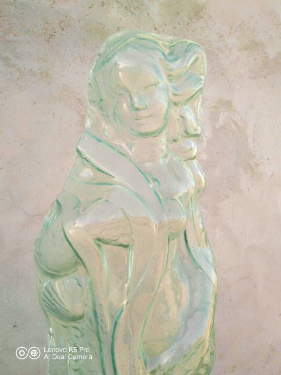 Grandes sculptures statues nymphes en verre thermoformé début XXème | Puces Privées