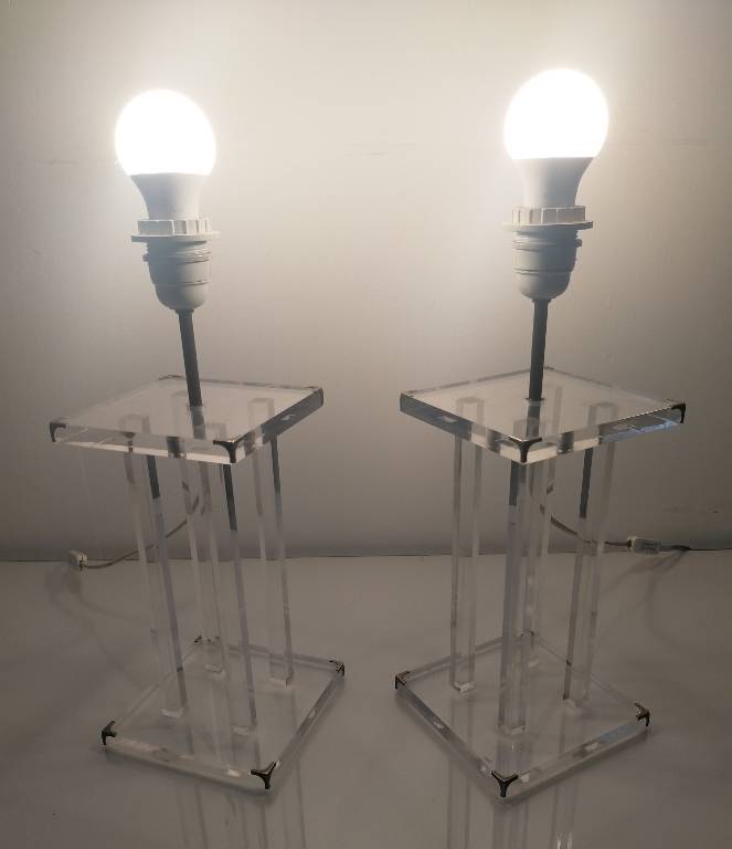 Paire de lampes vintage David Lange en plexiglas | Puces Privées