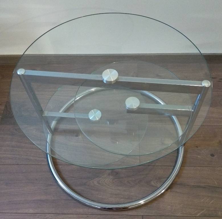 Paire de tables basses bouts de canapé vintage en verre et métal chrome | Puces Privées