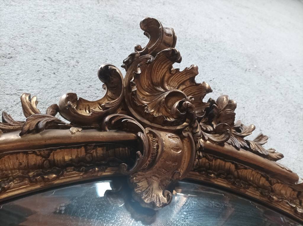 Grand miroir biseauté Louis XV Rocaille 19ème | Puces Privées