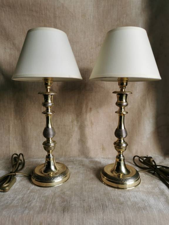 Paire de bougeoirs Louis Philippe monté en lampes | Puces Privées