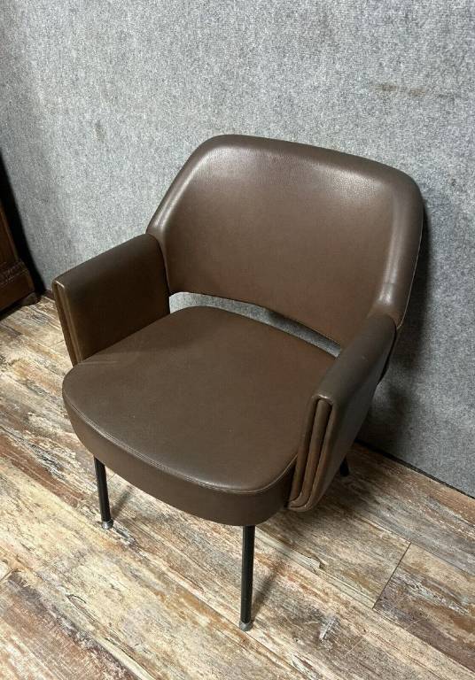 Marc Simon pour Airborne :  Joli fauteuil de bureau vintage estampillé année 1950-1960 | Puces Privées