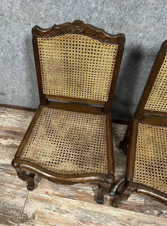 Paire de chaises Provençales style Louis XV en noyer vers 1850 | Puces Privées