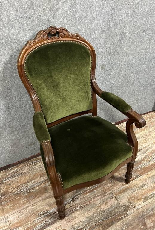 fauteuil de bureau époque Napoléon III en acajou circa 1850 | Puces Privées