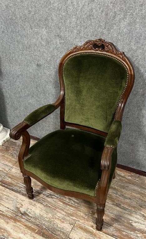 fauteuil de bureau époque Napoléon III en acajou circa 1850 | Puces Privées