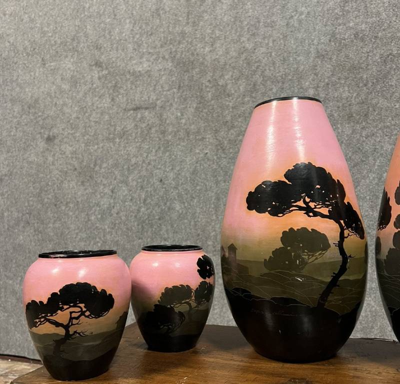 Vallauris Gabs : série de 6 vases en céramique époque Art déco vers 1930 | Puces Privées