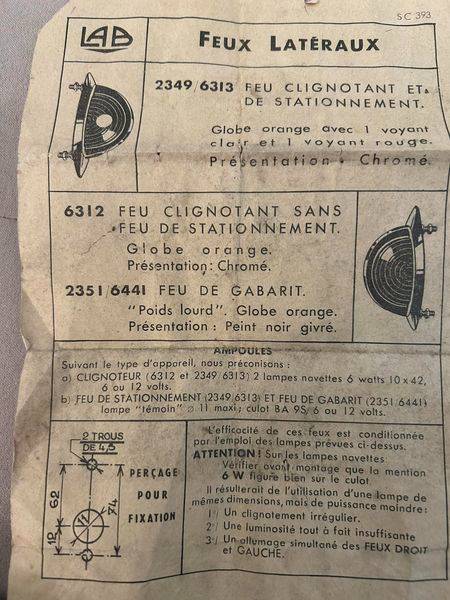 Clignotants ou feux de gabarit  LABINAL 1950 | Puces Privées