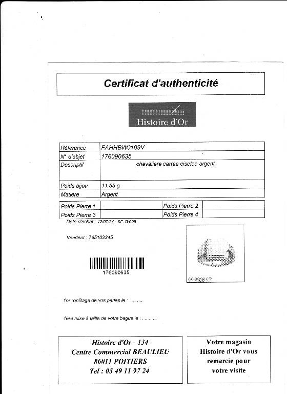 Chevalière ciselée argent, Bijoutier MATY®, Certificat d'authenticité | Puces Privées