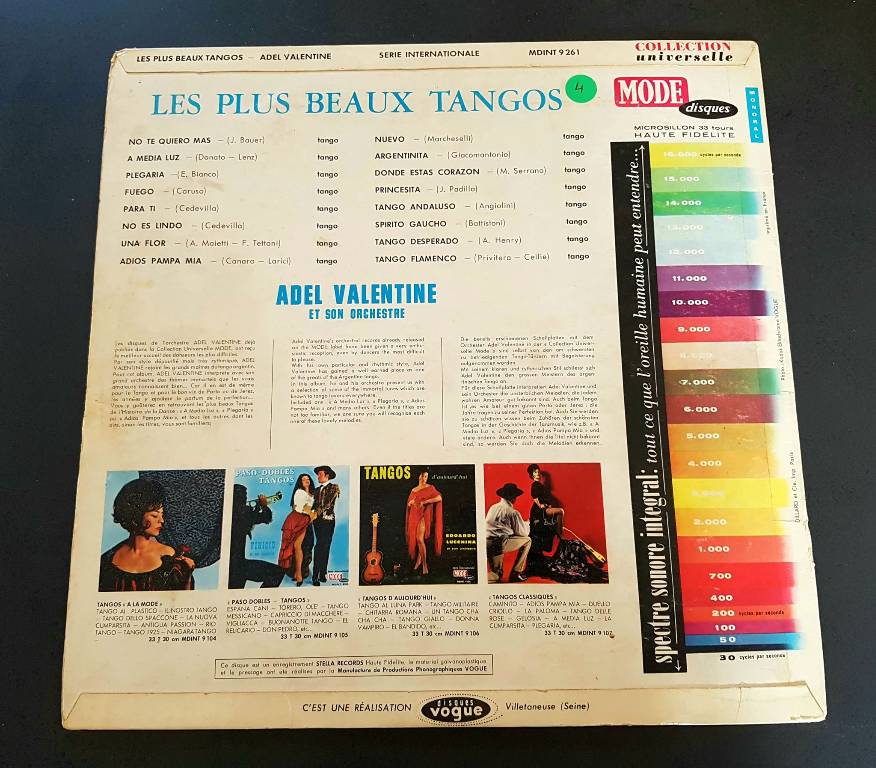 Vinyle 33T 1965 rare, Les plus beaux Tangos, Adel Valentine | Puces Privées