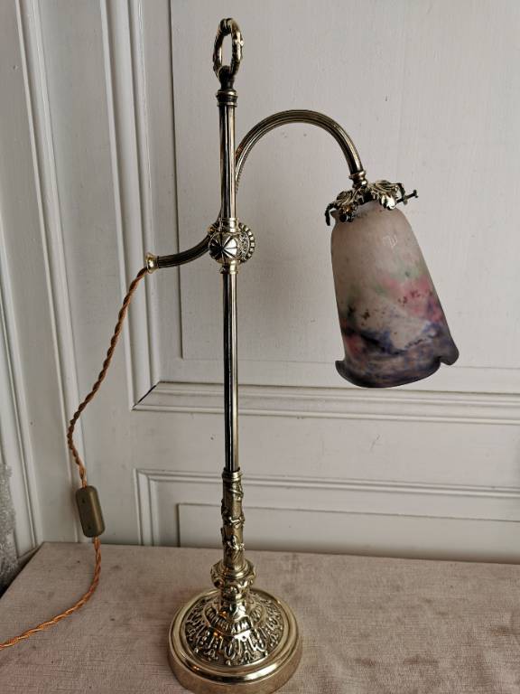 - No - 579 - Lampe en bronze et pâte de verre signé  Muller Frères Lunéville  époque 1900 / 1930 | Puces Privées