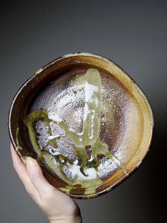 Coupe céramique d'art Japonaise d'Iga vintage/ancienne brutaliste | Puces Privées