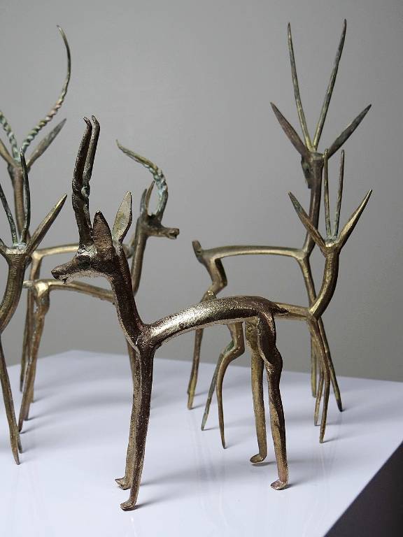 Famille de 7 Gazelles ou Antilopes en laiton Africaines années 50-60 Congo | Puces Privées
