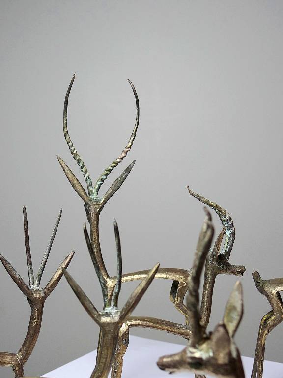 Famille de 7 Gazelles ou Antilopes en laiton Africaines années 50-60 Congo | Puces Privées