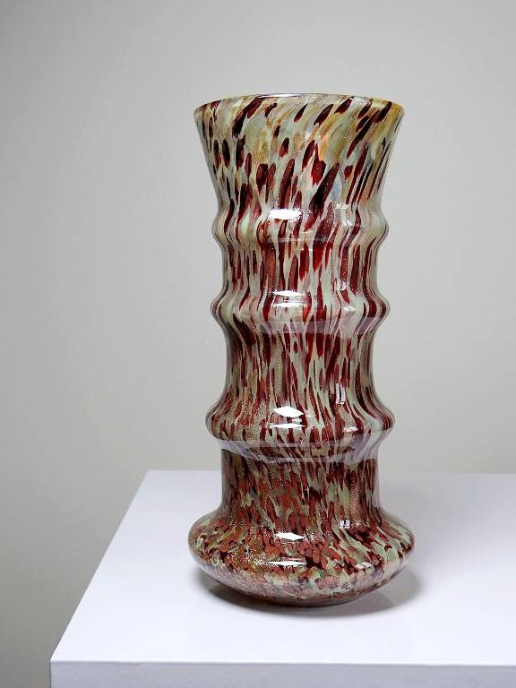 Vase verre moucheté aventurine inclusions de cuivre art déco style Legras | Puces Privées