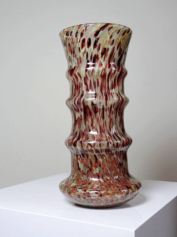 Vase verre moucheté aventurine inclusions de cuivre art déco style Legras | Puces Privées