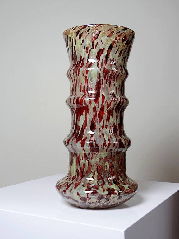 Vase verre moucheté aventurine inclusions de cuivre art déco style Legras | Puces Privées