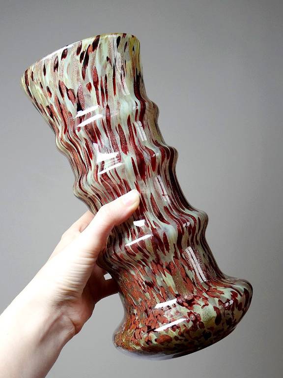 Vase verre moucheté aventurine inclusions de cuivre art déco style Legras | Puces Privées