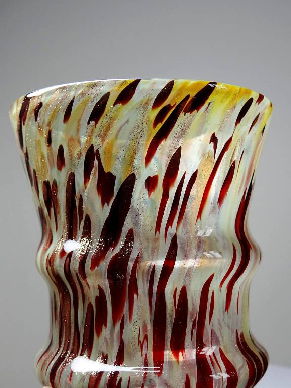 Vase verre moucheté aventurine inclusions de cuivre art déco style Legras | Puces Privées
