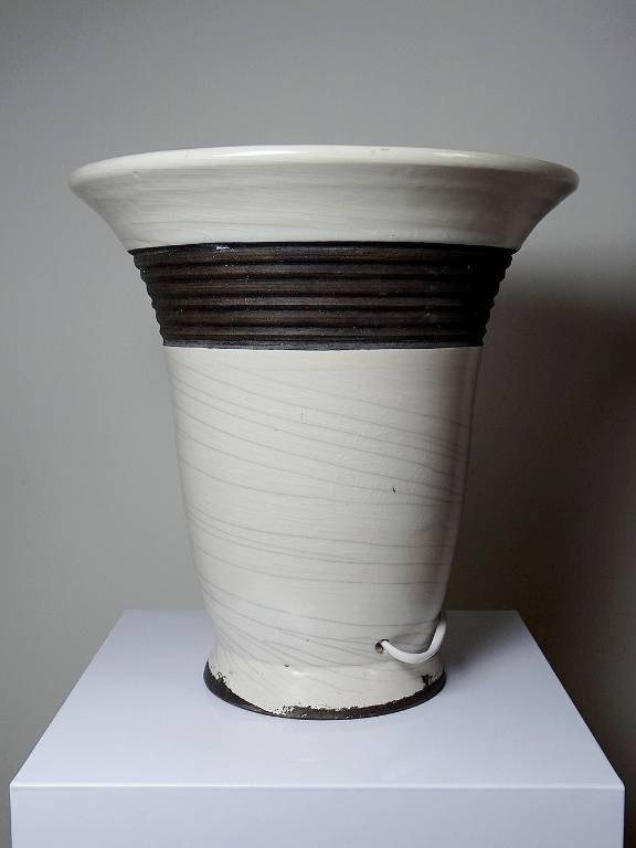 Grande lampe moderne Raku beige et brun Keramos Sèvres - Jean Besnard 1889-1958 | Puces Privées