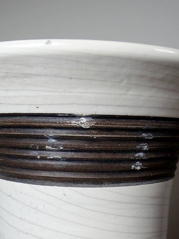 Grande lampe moderne Raku beige et brun Keramos Sèvres - Jean Besnard 1889-1958 | Puces Privées