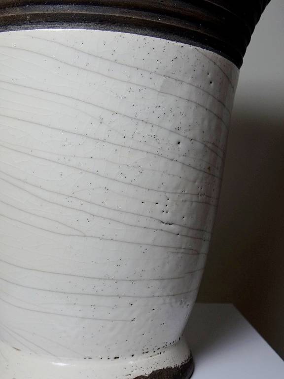 Grande lampe moderne Raku beige et brun Keramos Sèvres - Jean Besnard 1889-1958 | Puces Privées