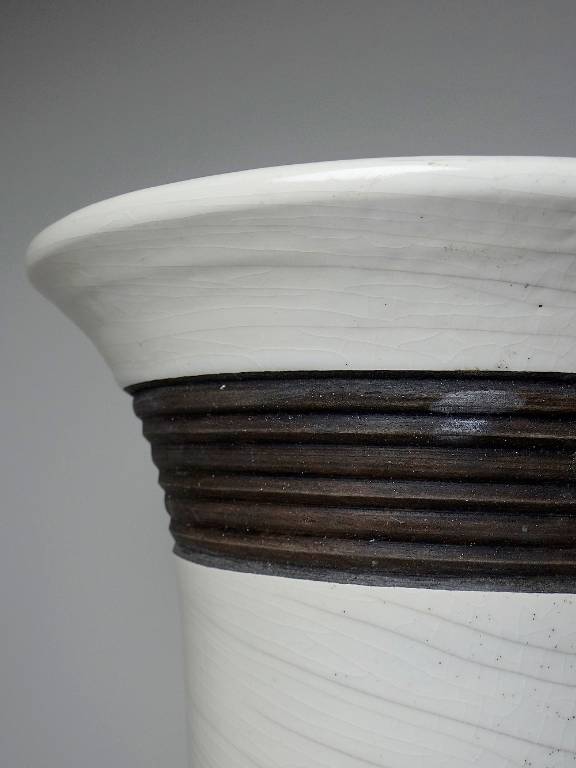 Grande lampe moderne Raku beige et brun Keramos Sèvres - Jean Besnard 1889-1958 | Puces Privées