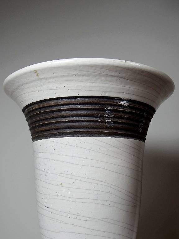 Grande lampe moderne Raku beige et brun Keramos Sèvres - Jean Besnard 1889-1958 | Puces Privées