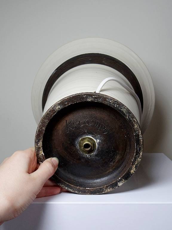 Grande lampe moderne Raku beige et brun Keramos Sèvres - Jean Besnard 1889-1958 | Puces Privées