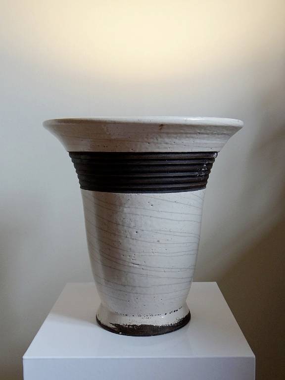 Grande lampe moderne Raku beige et brun Keramos Sèvres - Jean Besnard 1889-1958 | Puces Privées