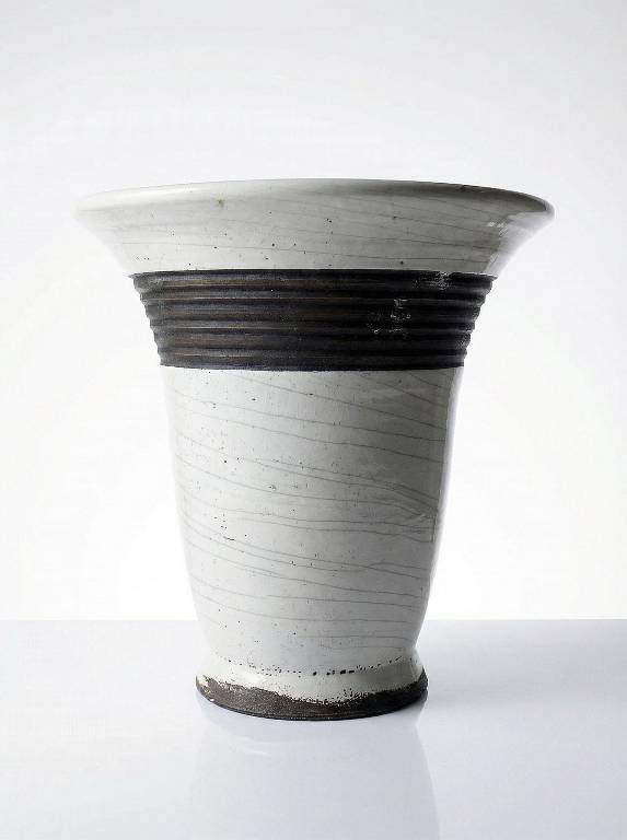 Grande lampe moderne Raku beige et brun Keramos Sèvres - René Hénon [...] style Besnard | Puces Privées