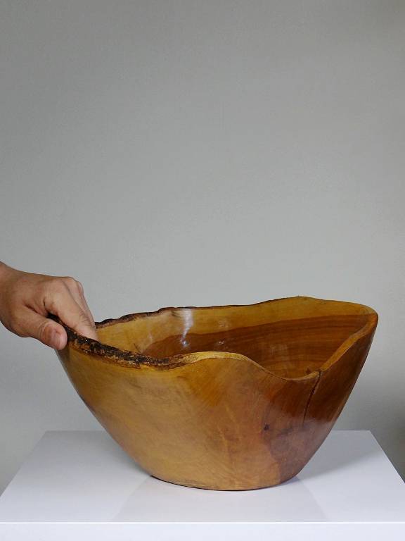 Grande coupe en bois d'olivier Riviera brutaliste artisanat circa 1950 | Puces Privées