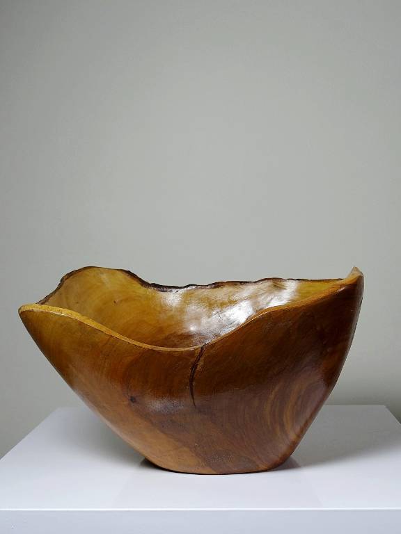 Grande coupe en bois d'olivier Riviera brutaliste artisanat circa 1950 | Puces Privées