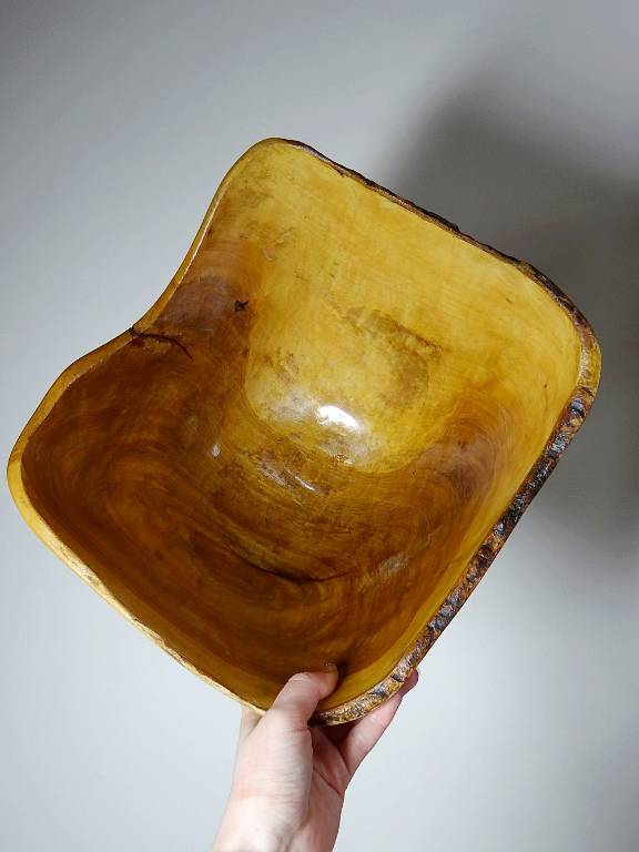 Grande coupe en bois d'olivier Riviera brutaliste artisanat circa 1950 | Puces Privées