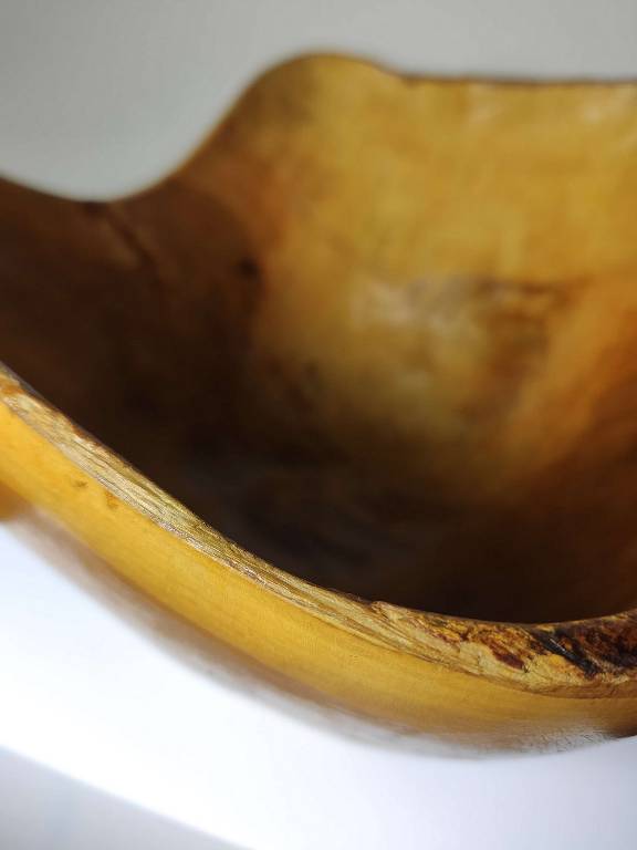Grande coupe en bois d'olivier Riviera brutaliste artisanat circa 1950 | Puces Privées