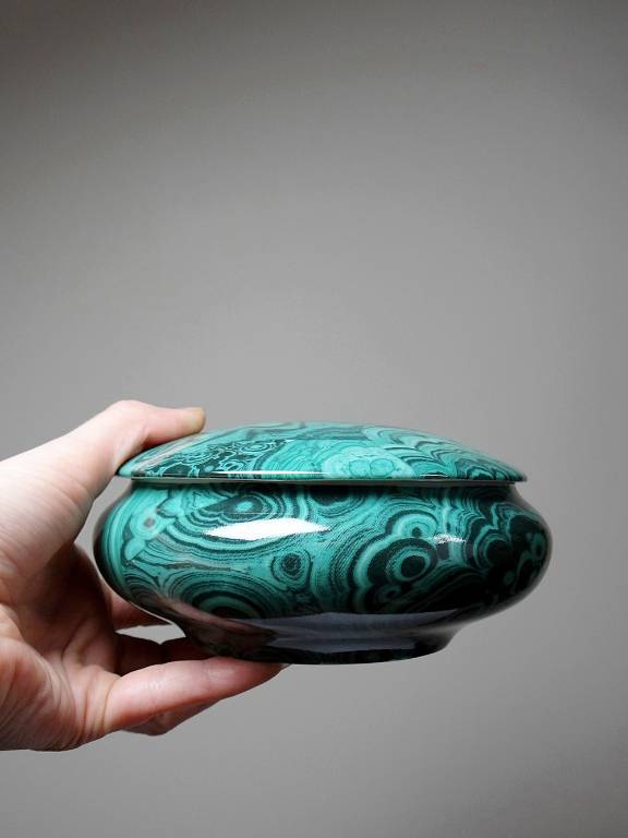 Boite à bijoux/bonbonnière porcelaine Limoges Apilco Deshoulière façon Malachite | Puces Privées