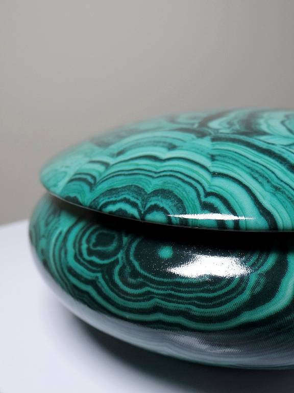 Boite à bijoux/bonbonnière porcelaine Limoges Apilco Deshoulière façon Malachite | Puces Privées