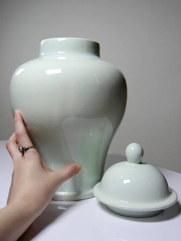 Grande potiche chinoise céramique glacée céladon | Puces Privées