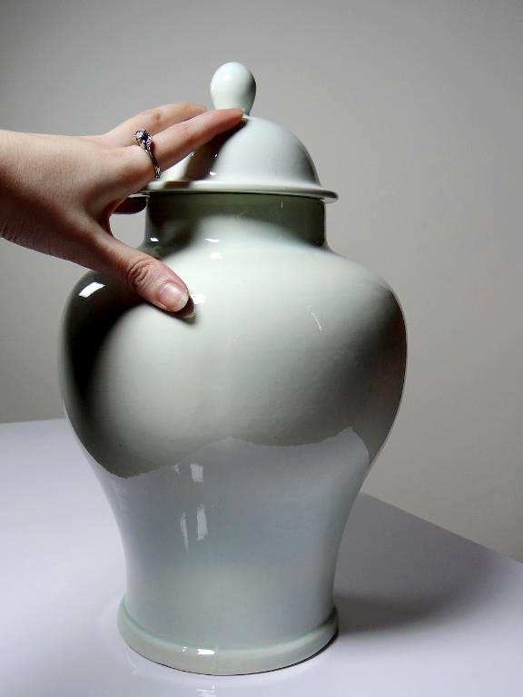 Grande potiche chinoise céramique glacée céladon | Puces Privées