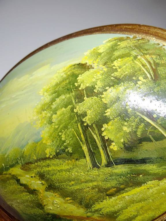 Paysage huile sur bois bombé Italien vintage style baroque Florentin | Puces Privées