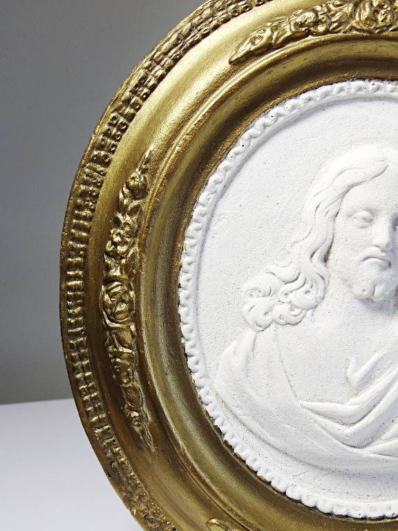 Médaillon mural religieux Christ plâtre ancien XIXe style Louis XVI XIXe | Puces Privées